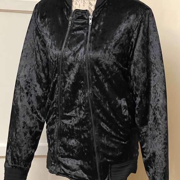 Twenty Jackets & Blazers - Twenty Black Bomber Jacket Velvet Elegance